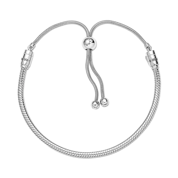 Engravable Heart Tag Dangle Charm Snake Chain Slider Bracelet Set - Image 9