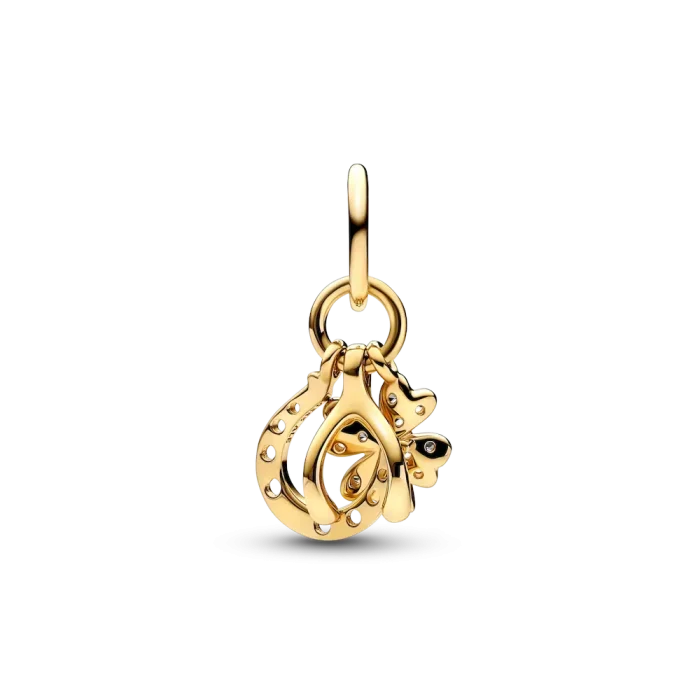 Lucky Clover, Wishbone & Horseshoe Dangle Charm - Image 4