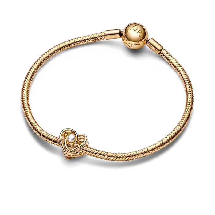 Openwork Swirling Heart & Treated Freshwater Cultured Pearl Charm - Image 5