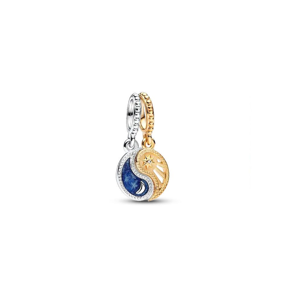 Two-tone Splittable Sun & Moon Dangle Charm