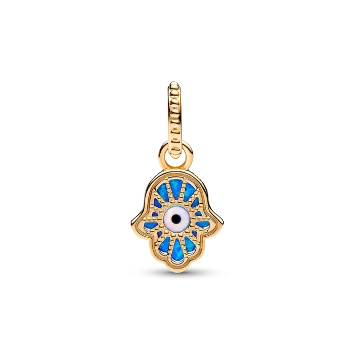 Opalescent Blue Hamsa Hand Dangle Charm - Image 4
