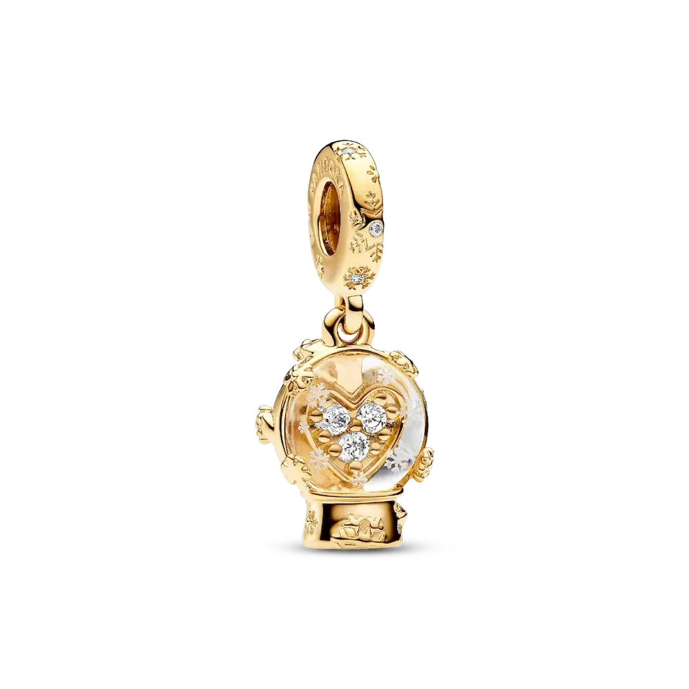 Heart Snowflake Snow Globe Dangle Charm