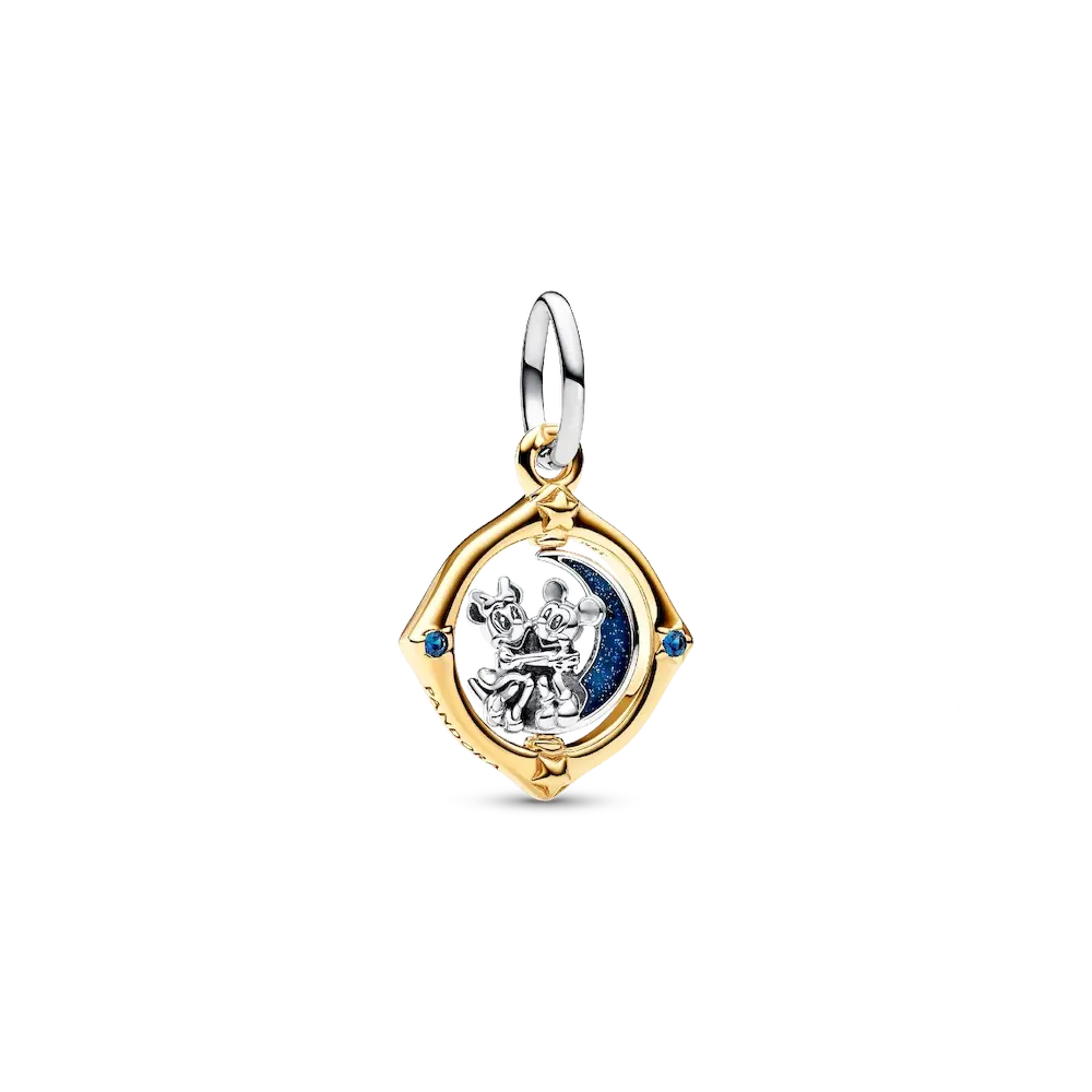 Disney Mickey Mouse & Minnie Mouse Two-tone Spinning Moon Dangle Charm