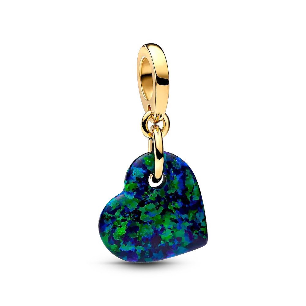 Opalescent Green Heart Dangle Charm