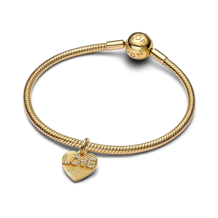 BE LOVE Engravable Golden Love Heart Charm Bracelet Set - Image 10