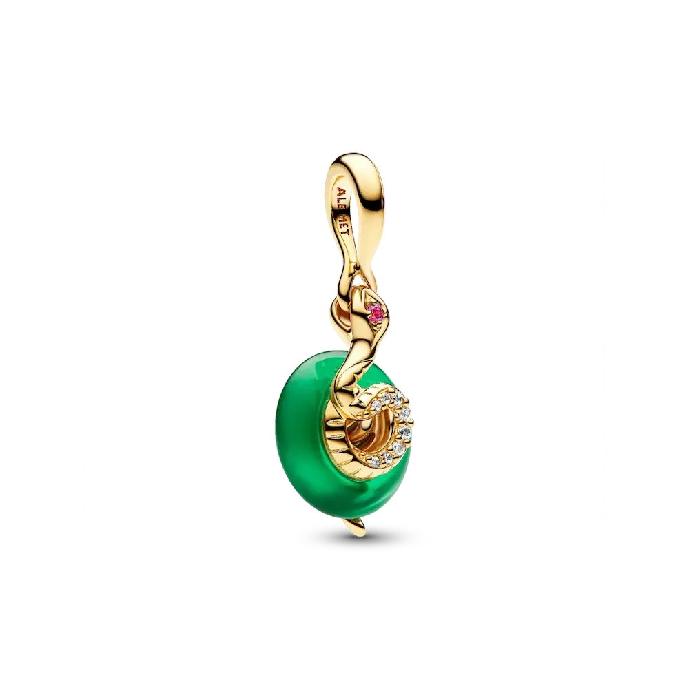 Snake Green Murano Glass Dangle Charm