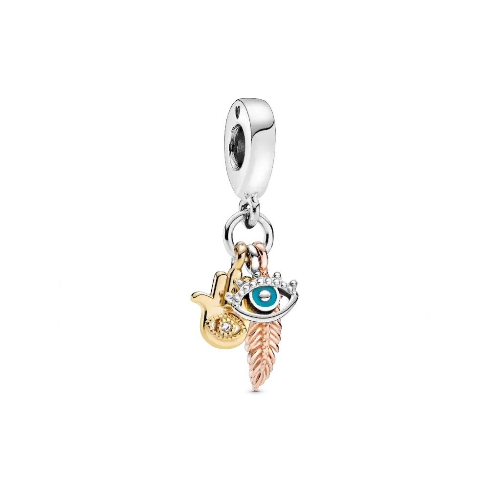 Hamsa, All-seeing Eye & Feather Spirituality Dangle Charm