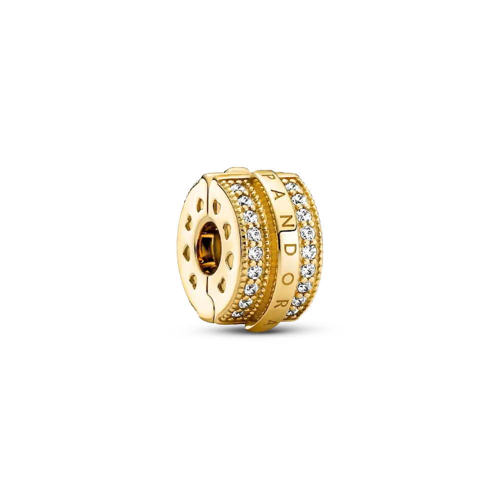 Sparkling Pavé Lines & Logo Clip Charm