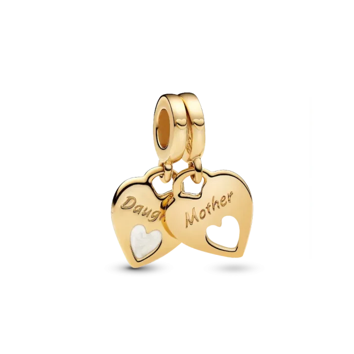 Mother-Daughter Splittable Heart Charm Bracelet Set - Image 2