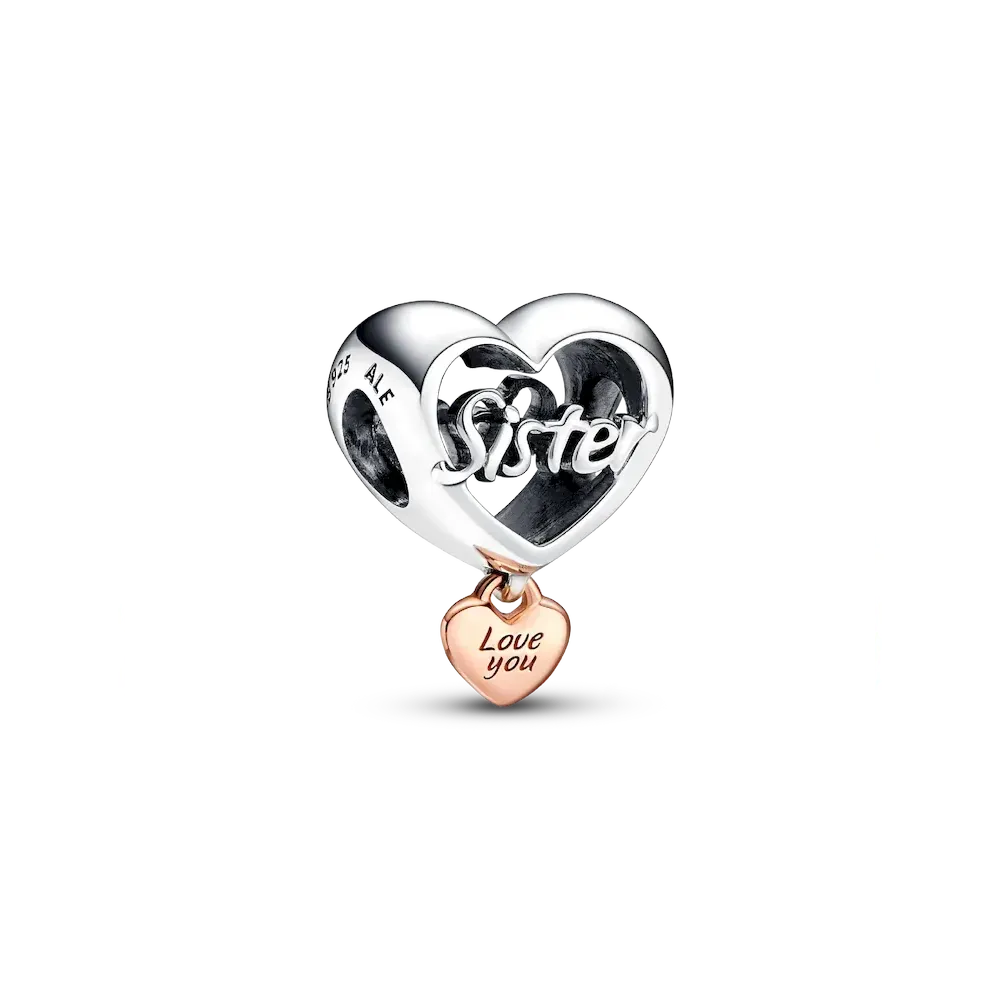 Love You Sister Heart Charm