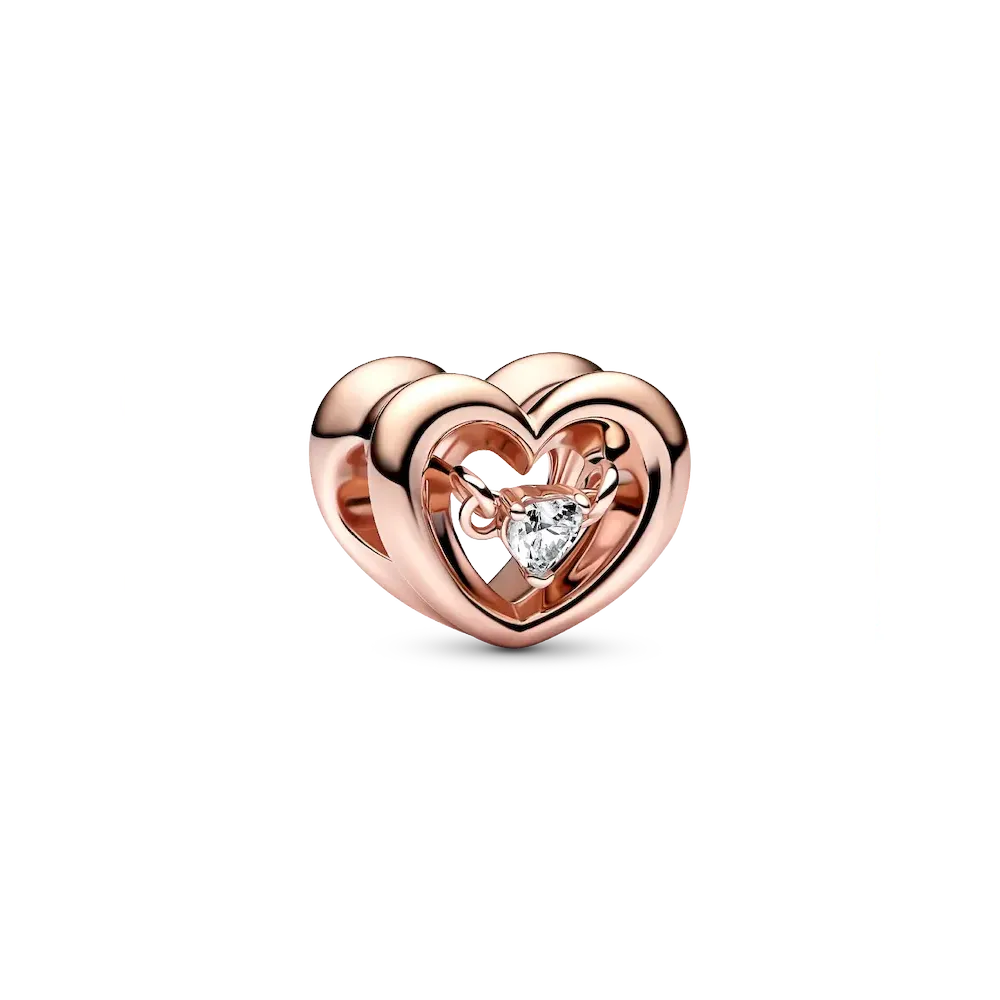 Radiant Heart & Floating Stone Charm