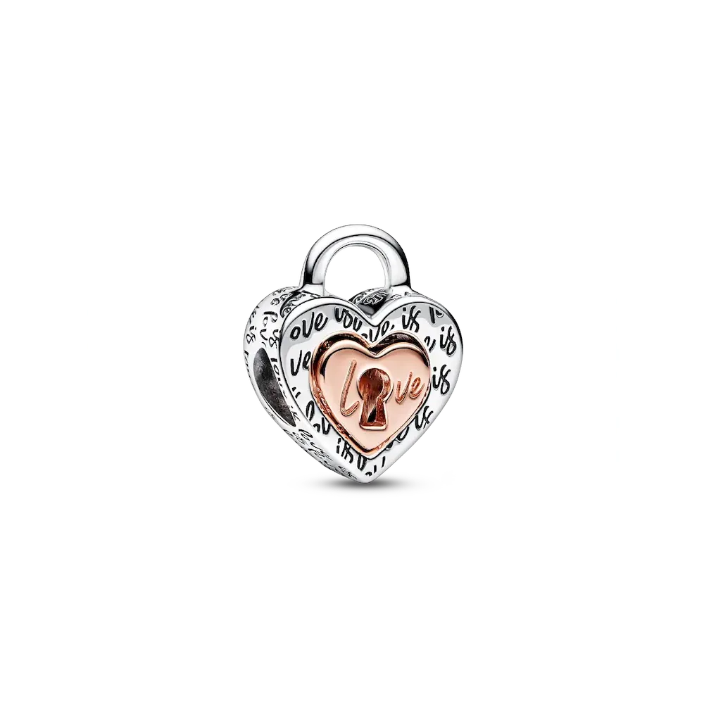 Two-tone Padlock Splittable Heart Charm