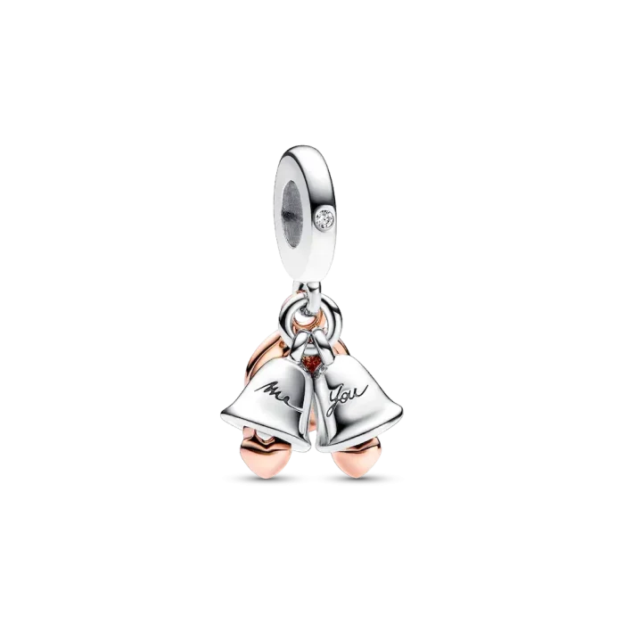 Just Married Two-Tone Wedding Bells Charm & Bracelet Set - Image 4