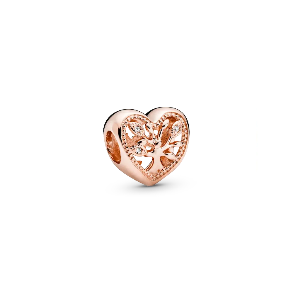 Openwork Family Tree Heart Charm
