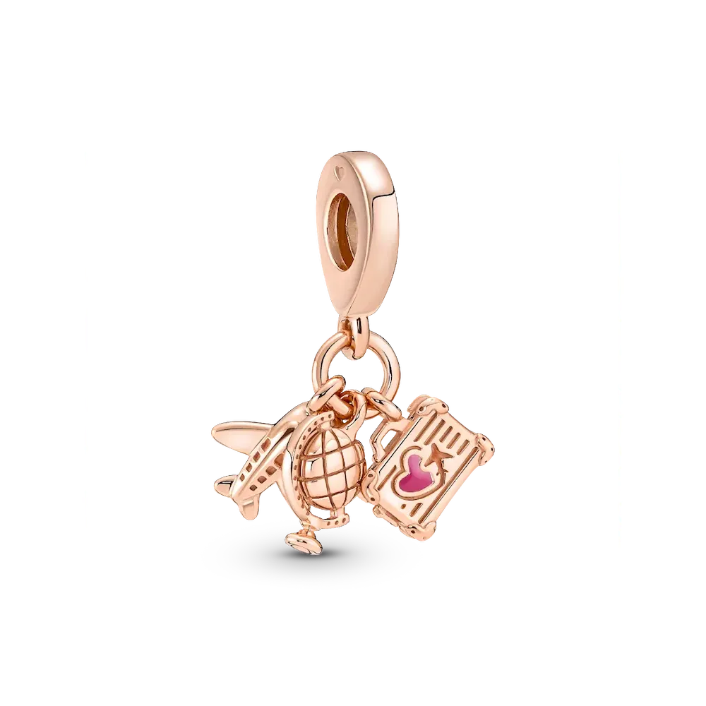 789435C01_RGB.webp Airplane, Globe & Suitcase Triple Dangle Charm - Image 1