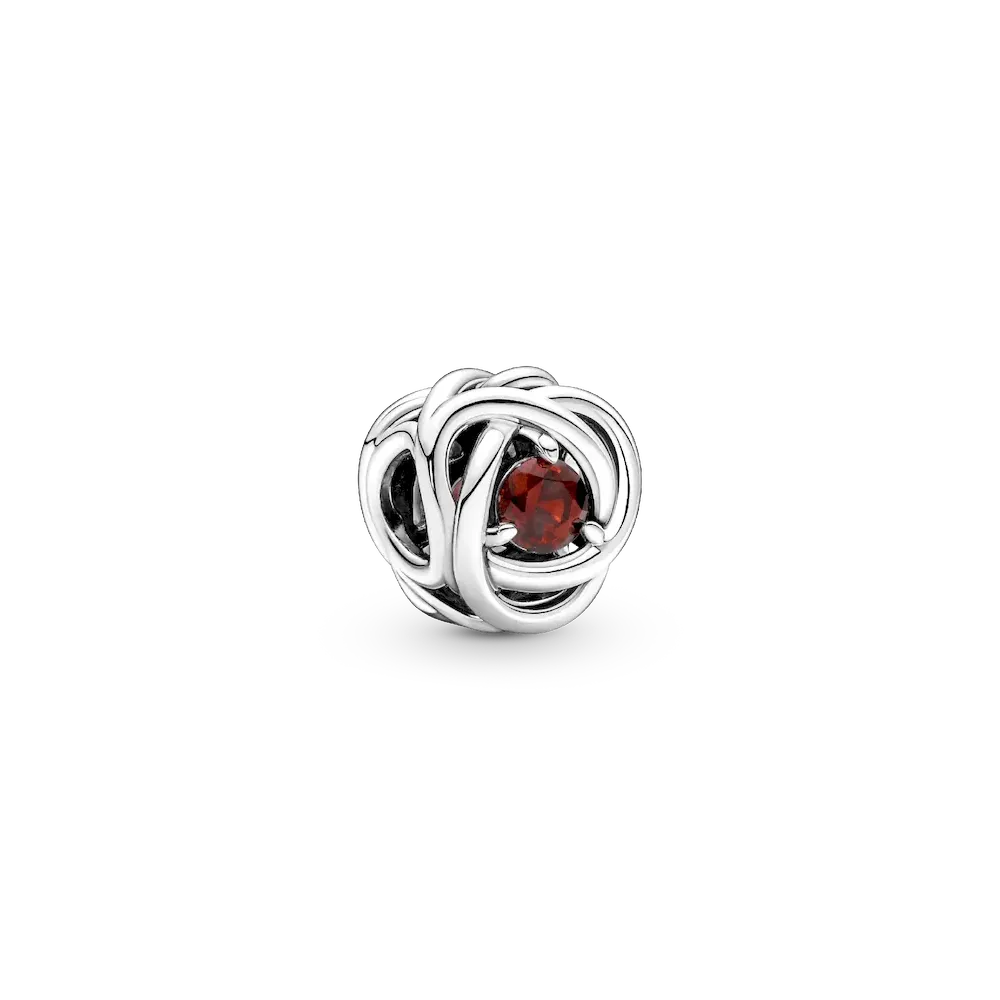 January Red Eternity Circle Charm