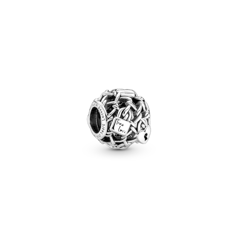 Openwork Chain Link Padlock Charm