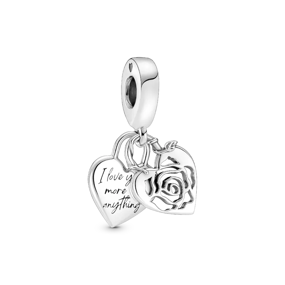 Rose Heart Padlock Dangle Charm