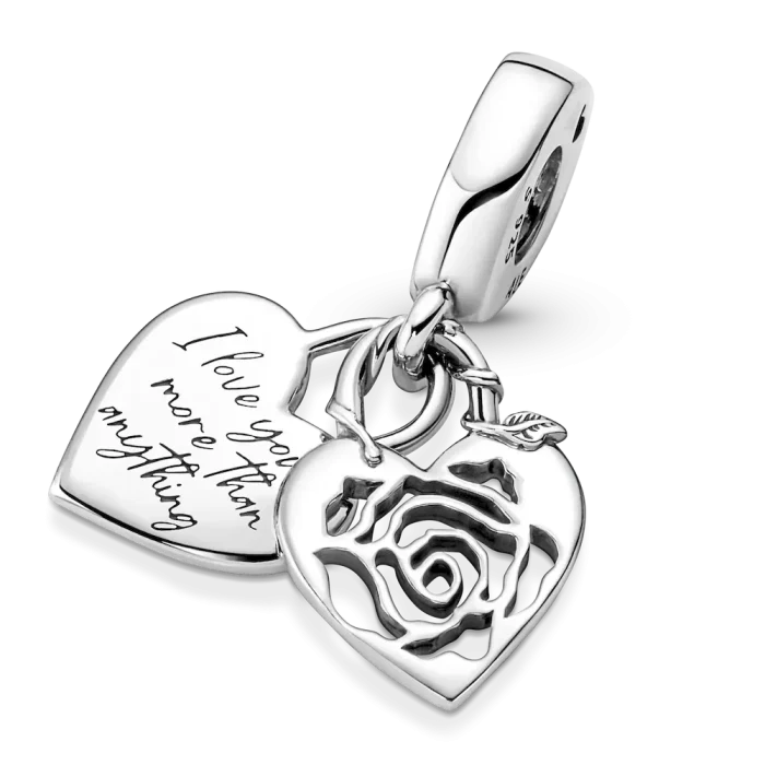 Rose Heart Padlock Dangle Charm - Image 7