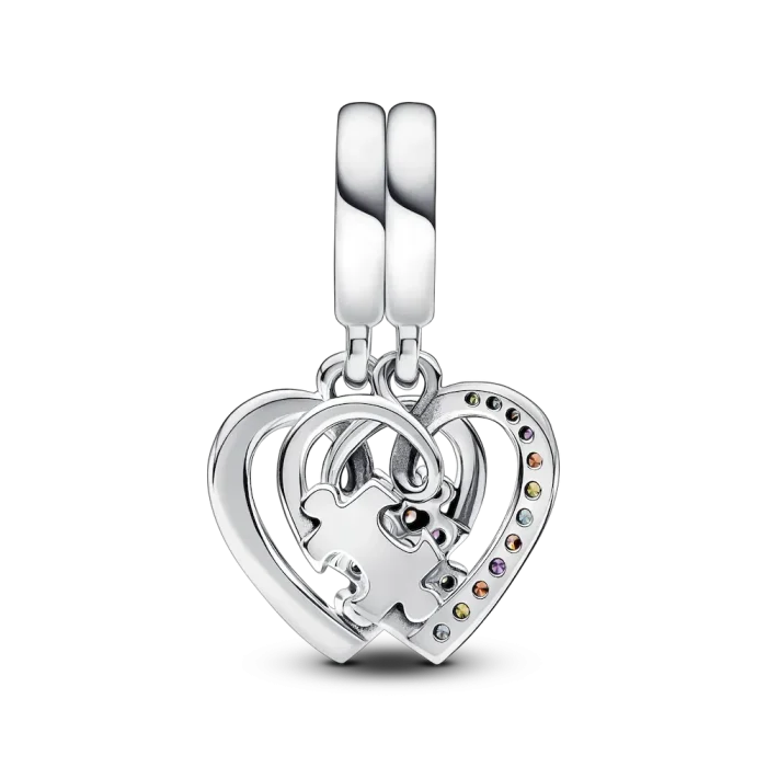 Puzzle Piece Hearts Splittable Friendship Dangle Charm - Image 6