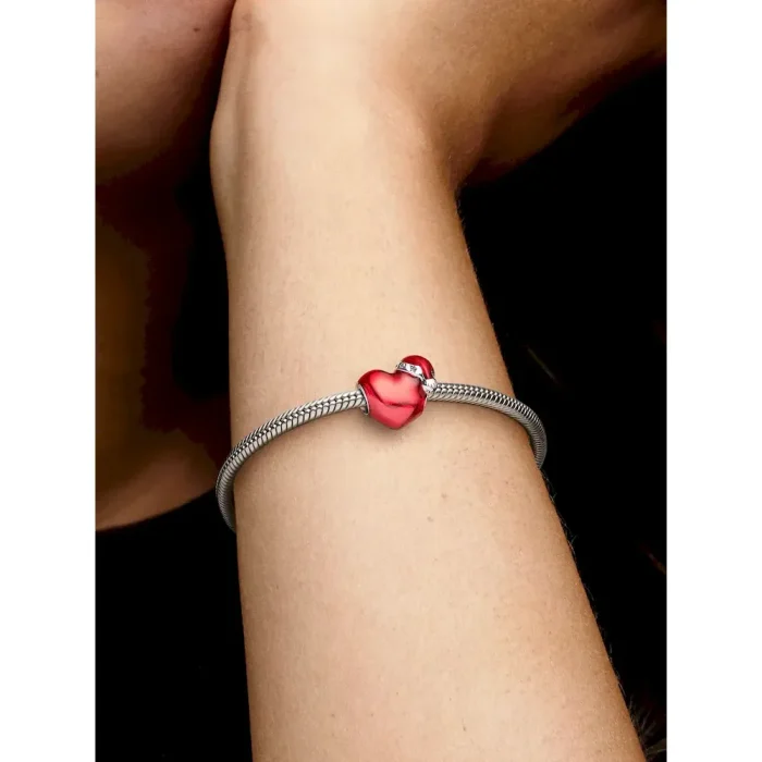 Metallic Red Christmas Heart Charm - Image 2