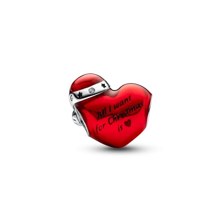 Metallic Red Christmas Heart Charm - Image 5