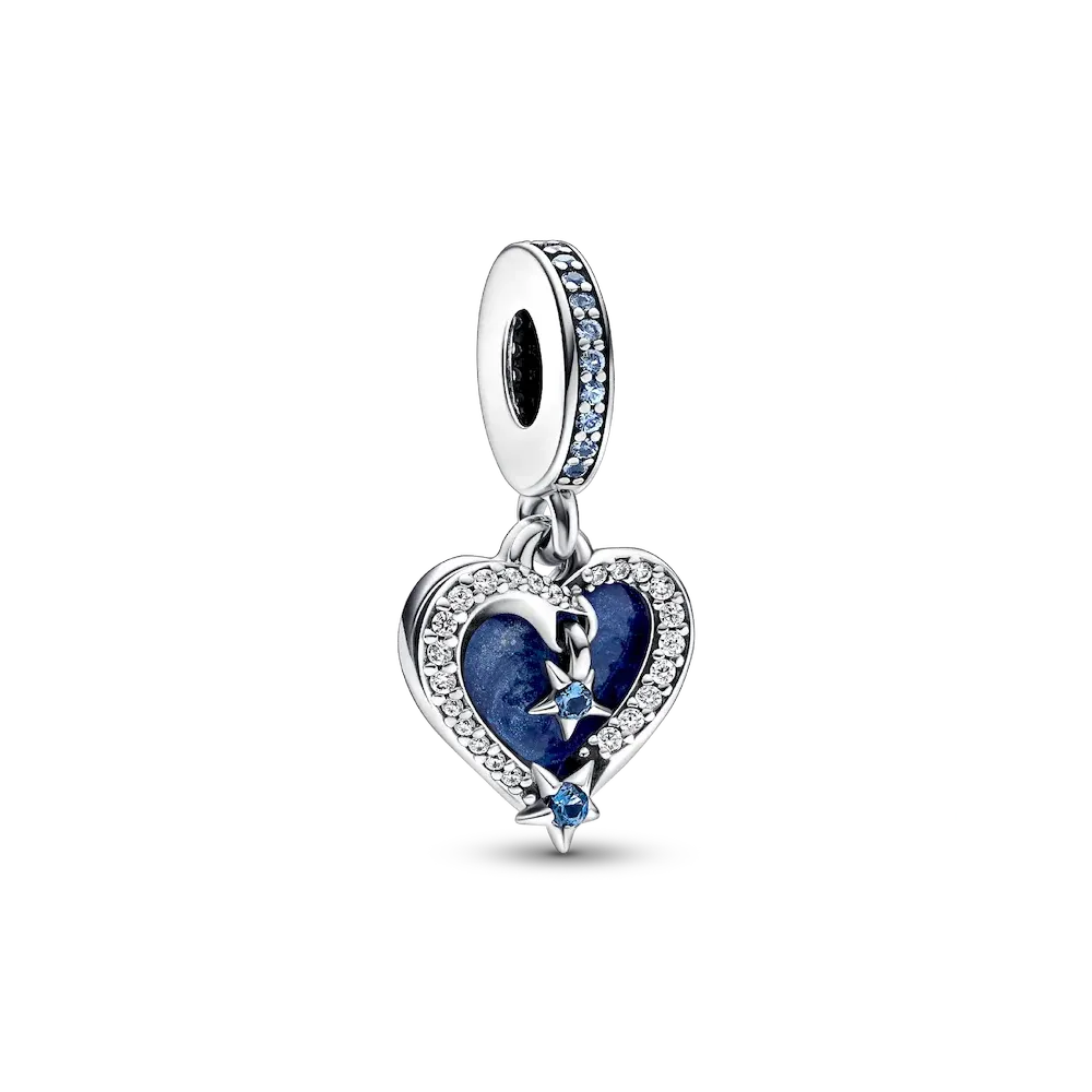 Celestial Shooting Star Heart Double Dangle Charm