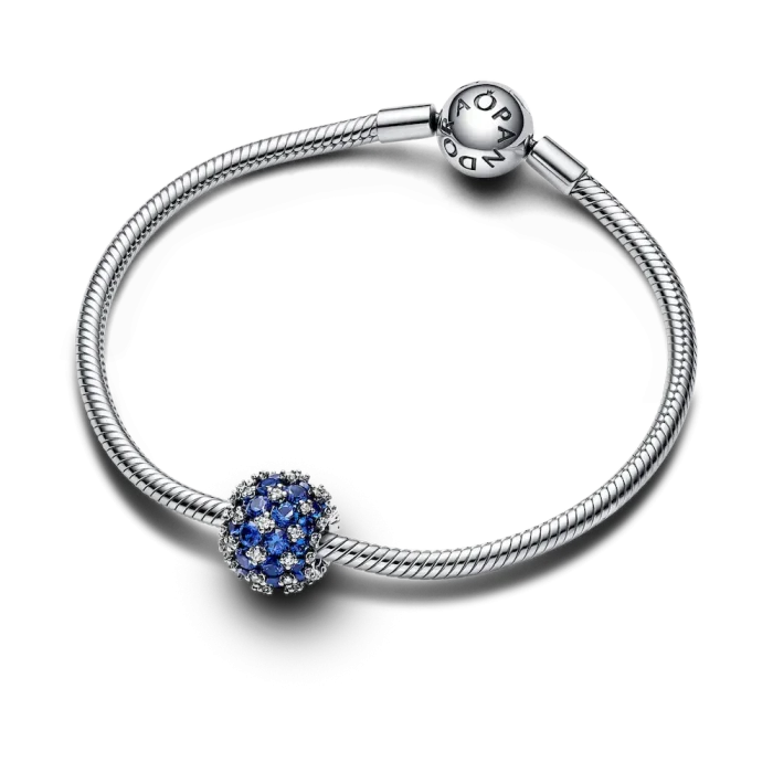 Sparkling Pavé Round Blue Charm - Image 4