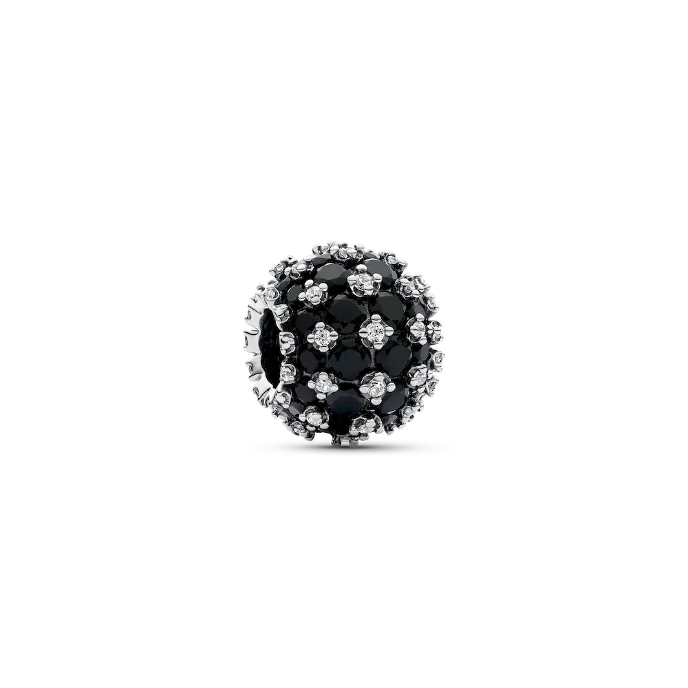 Sparkling Pavé Round Black Charm