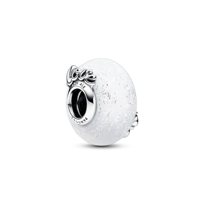 Glittery White Murano Glass Mom & Love Charm - Image 6