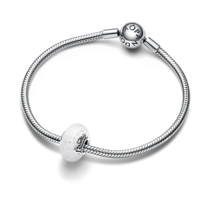 Glittery White Murano Glass Mom & Love Charm - Image 4