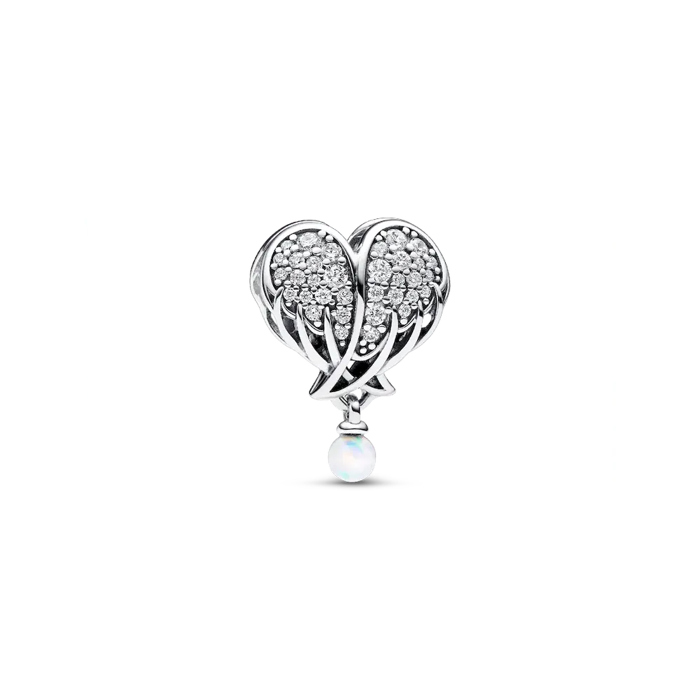 Sparkling Angel Wings & Heart Charm