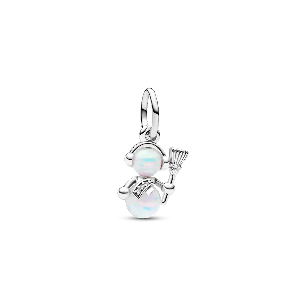Opalescent Snowman Dangle Charm