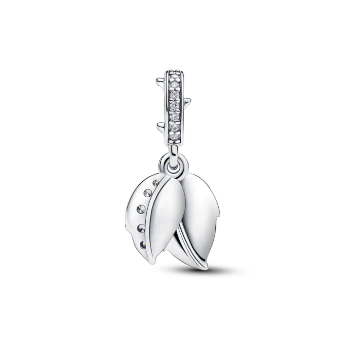 White Rose in Bloom Double Dangle Charm - Image 5