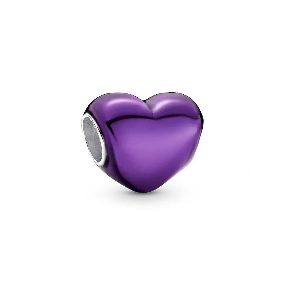 Metallic Purple Heart Charm
