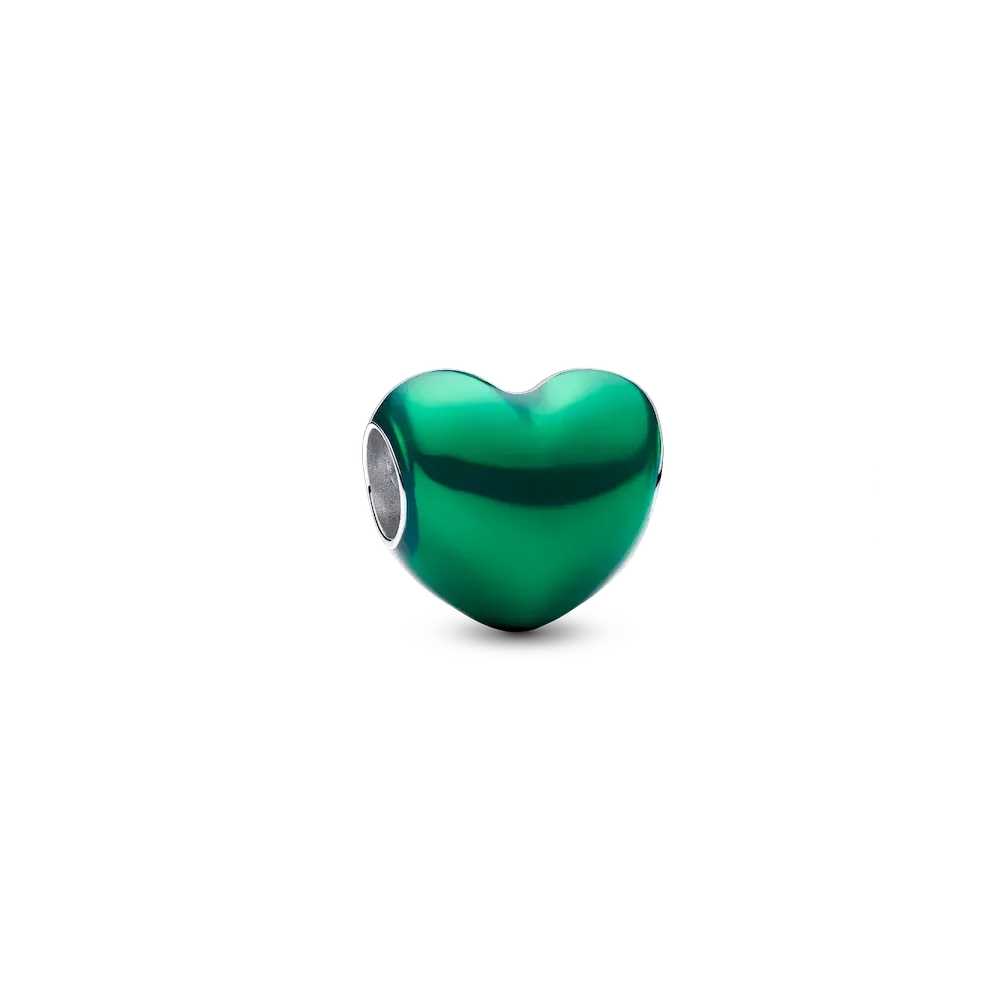 Metallic Green Heart Charm