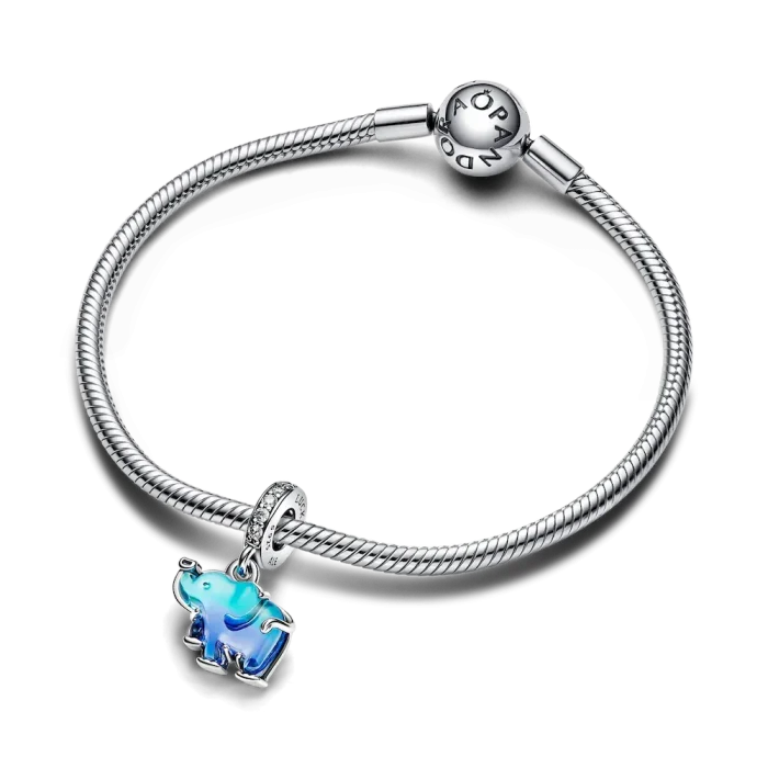 Blue Murano Glass Elephant Dangle Charm - Image 7