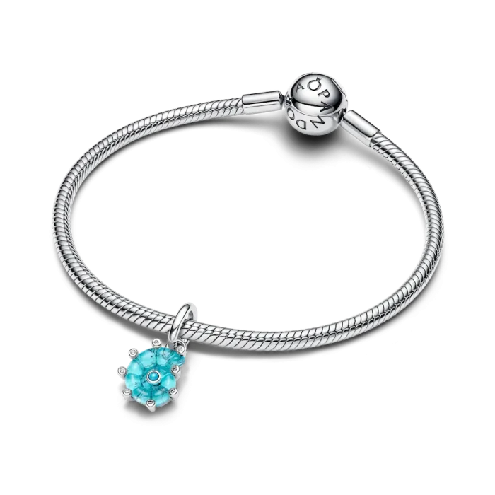 Blue Murano Glass Sea Snail Dangle Charm - Image 5