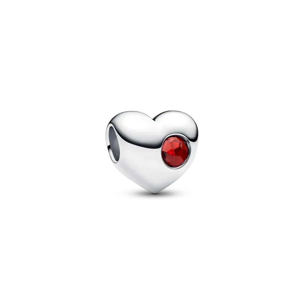 Engravable Red Stone Heart Charm