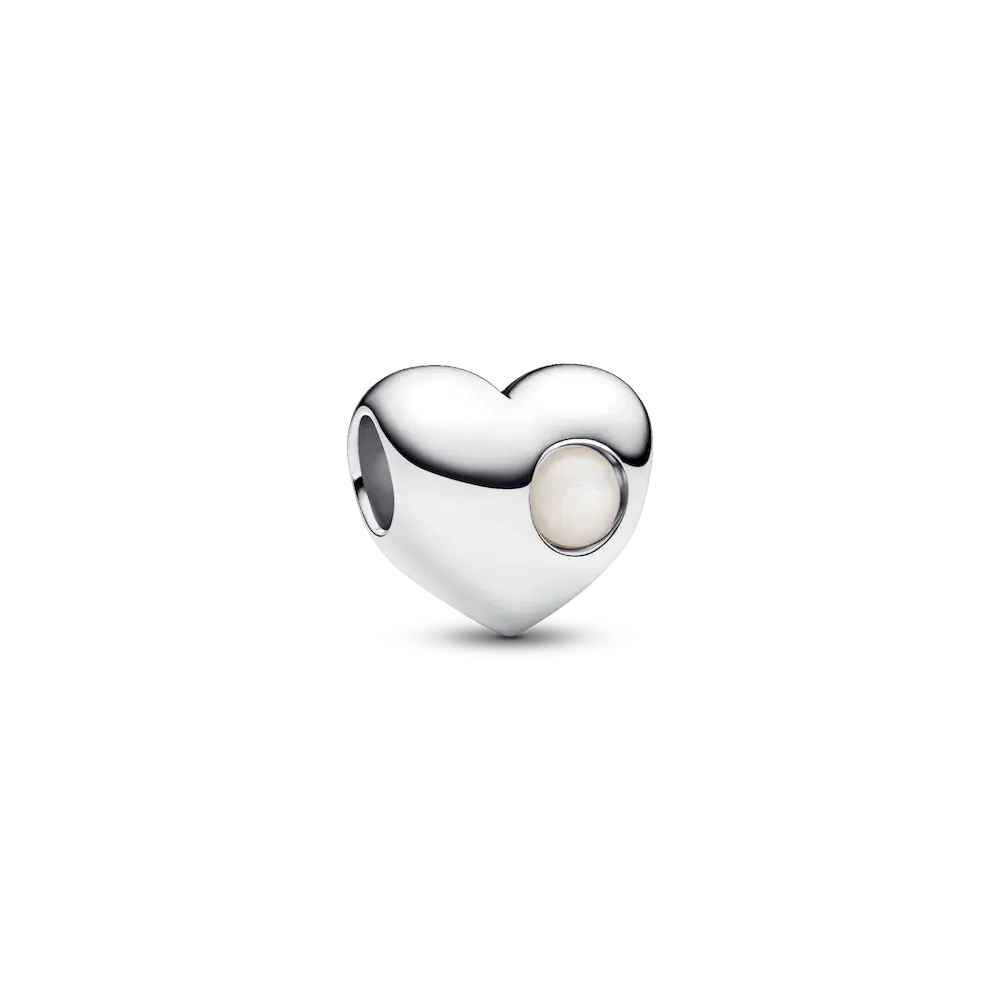 Engravable White Stone Heart Charm