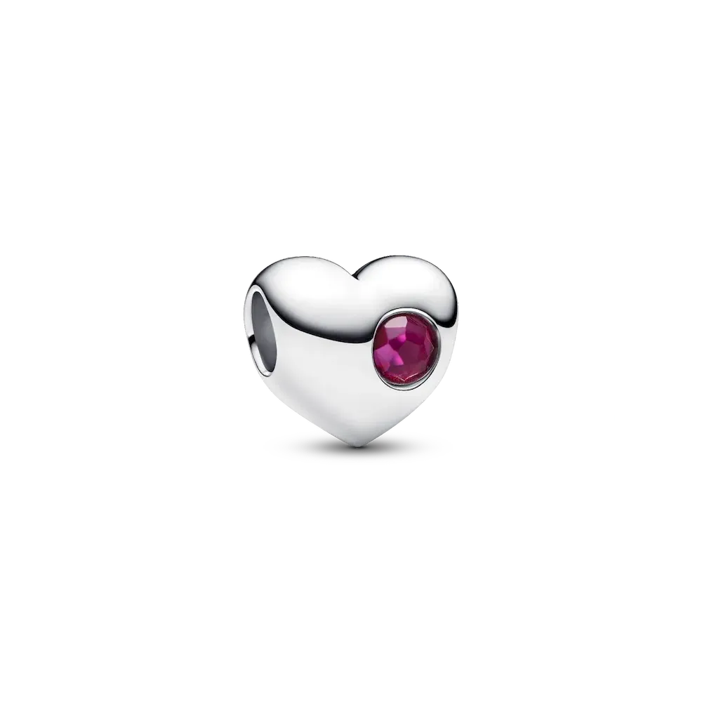 Engravable True Red Stone Heart Charm