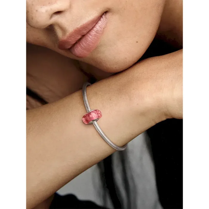 Wavy Fancy Pink Murano Glass Charm - Image 2