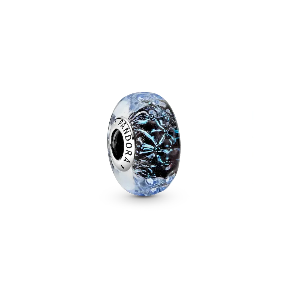 Wavy Dark Blue Murano Glass Ocean Charm