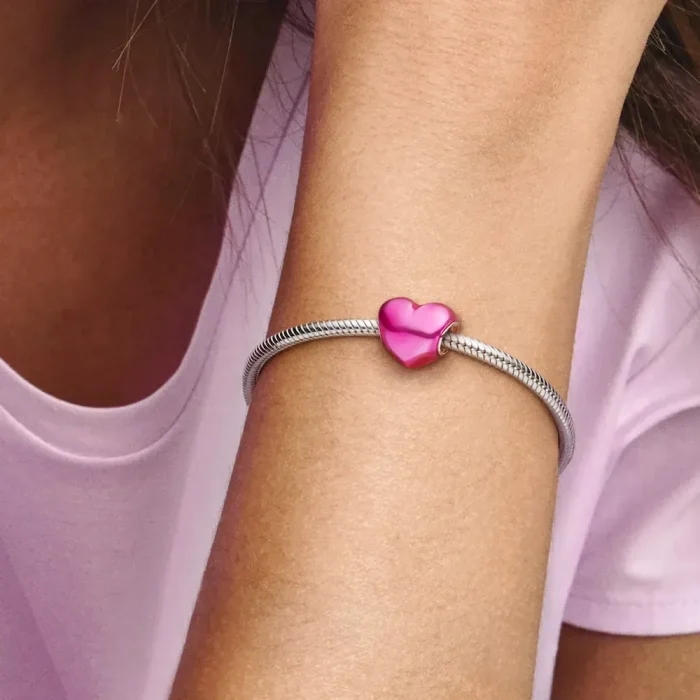 Metallic Pink Heart Charm - Image 2