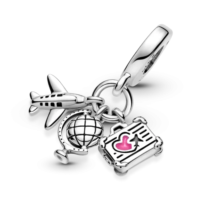 Airplane, Globe & Suitcase Dangle Charm - Image 6