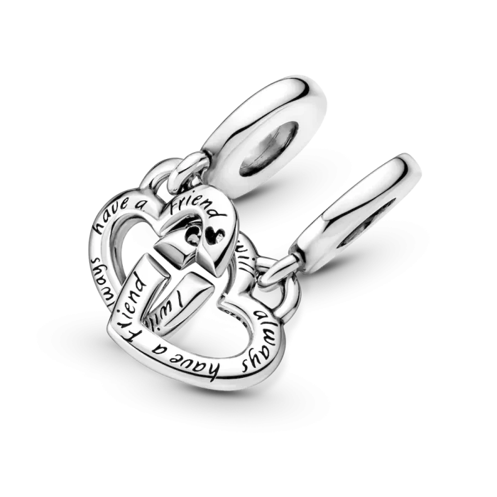 Linked Sister Hearts Split Dangle Charm - Image 4