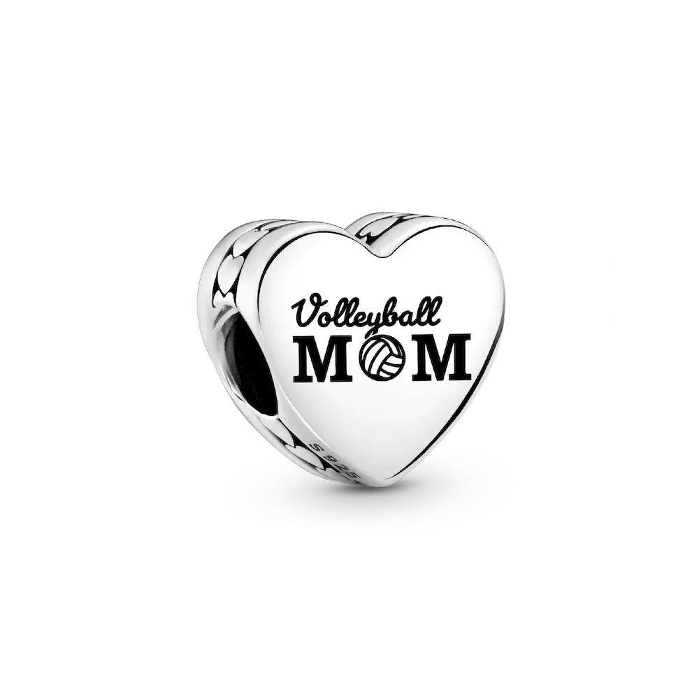 Volleyball Mom Heart Charm