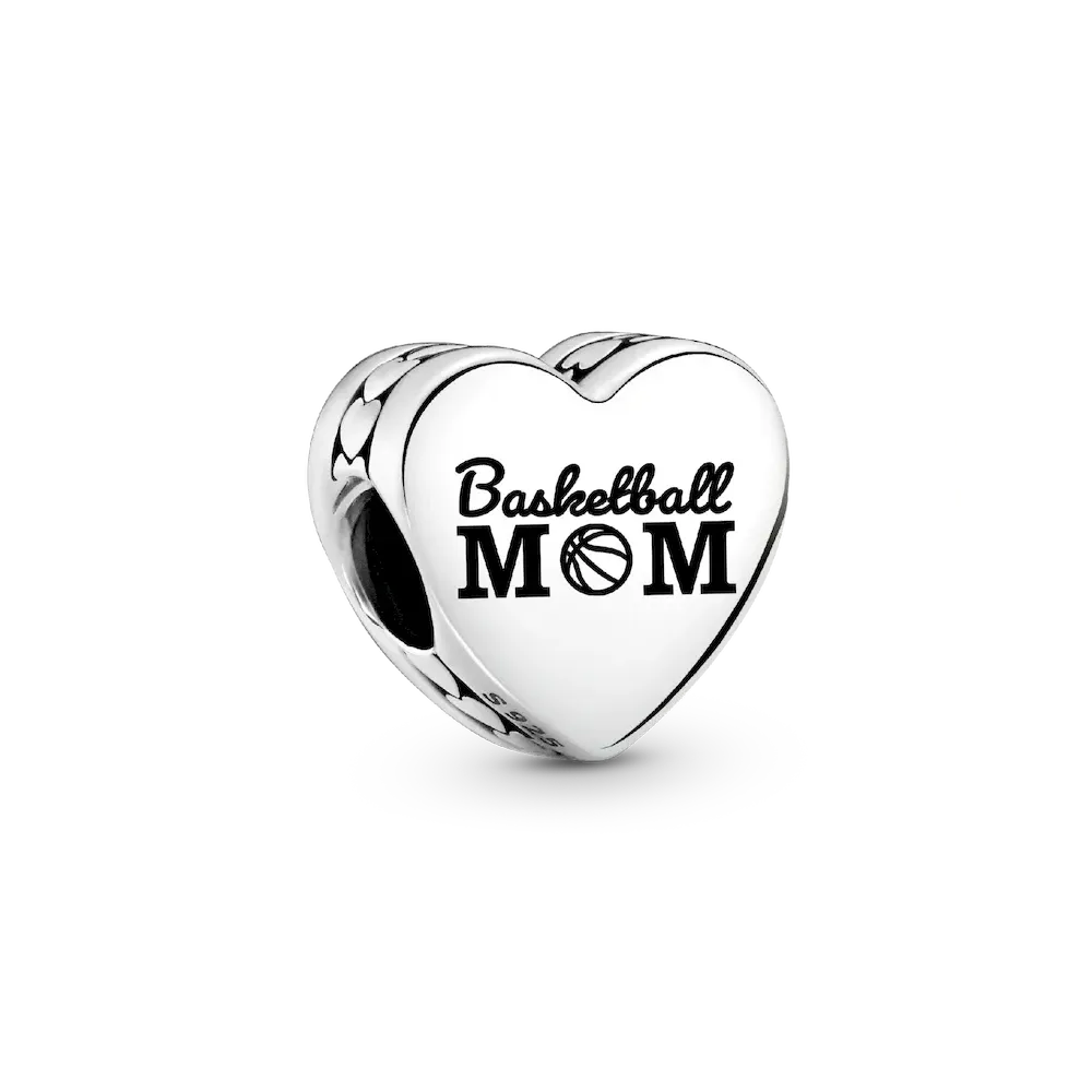 Basketball Mom Heart Charm