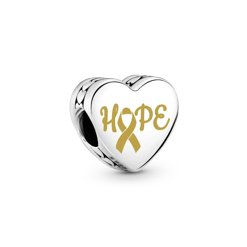 Hope Gold Ribbon Heart Charm