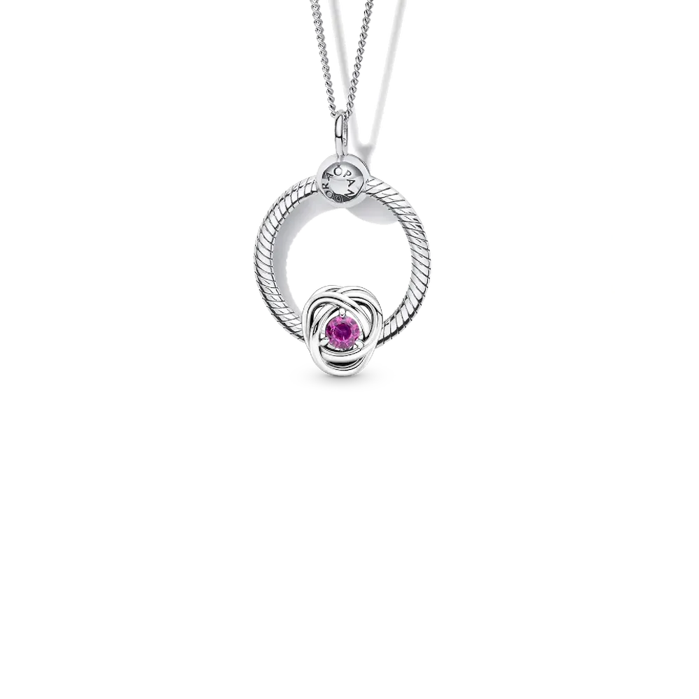 October Birthstone Eternity Circle O Pendant Set